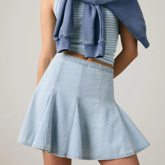 Godet Mini Lightweight Skirt - Of Course Stone - Medium Wash