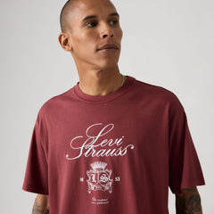 Relaxed Fit Vintage Graphic T-Shirt - Alt Prep Script Oxblood Red - Red