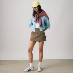 Harlie Cropped Button Down Shirt - Garment Dye Glacier Lake - Blue