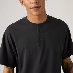 Ventura Short-Sleeve Henley - Jet Black - Black