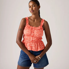 Vera Sleeveless Blouse - Babitz Ditsy Signal - Red