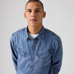 Smiley Western Shirt - Just A Smile Medium Indigo - Medium Wash