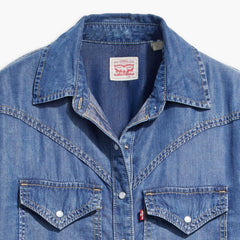 Sawyer Western Shirt - Ringing Bells - Med Indigo - Worn In