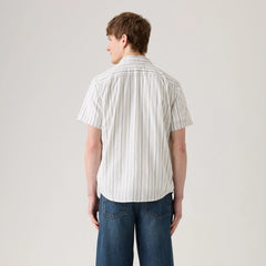 Short-Sleeve Classic One Pocket Standard Fit Shirt - Garrett Stripe Egret - White