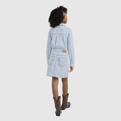 Long Sleeve Western Dress Big Girls 7-16 - This and That - Light Blue
