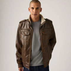Military Bomber Jacket - Saddle - Brown