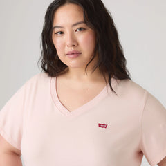 V-Neck T-Shirt (Plus Size) - Potpourri - Pink