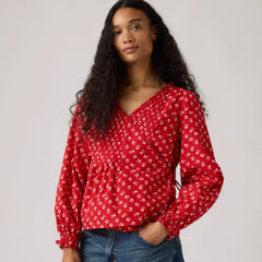 Soleil Wrap Blouse - Angela Daisy Urban R - Red