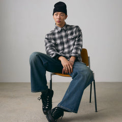 Classic Worker Flannel Overshirt - Scottie Plaid Smoked Pearl - Grey