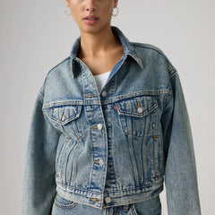 90s Cropped Trucker Jacket - Trip Truck - Med Indigo - Worn In