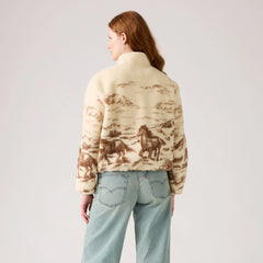 Kasey Sherpa Pullover - Wild Horses - White