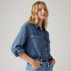 Doreen Utility Shirt - In Patches - Dark Wash