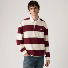 Hudson Boxy Rugby Shirt - Ronan Stripe Oxblood Red - Red