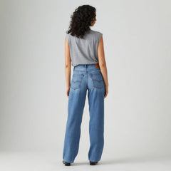 Baggy Dad Linen+ Denim Lightweight Women's Jeans - Heavy Check - Medium Wash