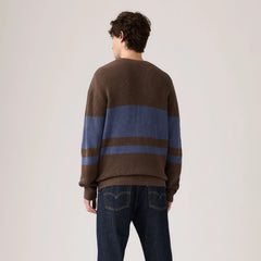 Alamo Crewneck Sweater - Lysander Stripe Bracken - Brown