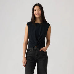 Jemma Knot Sleeveless Tee - Anthracite Night - Black
