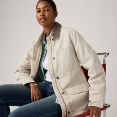 Bree Barn Jacket - Oyster Gray - White