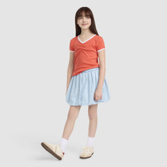 Denim Bubble Skort Big Girls 7-16 - Wow Me Over - Light Wash