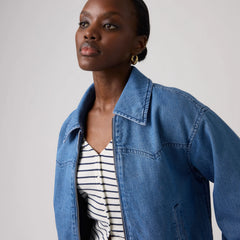 Western Blouson Bomber Jacket - Medium Wash - Medium Wash