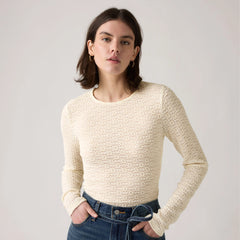 Anika Crewneck Top - Egret - White