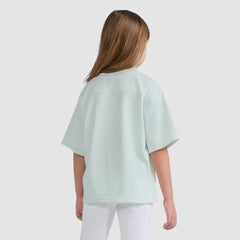 Short Sleeve Oversized Football Knit Top Little Girls 4-6 - Pale Blue