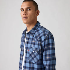 Classic Western Standard Fit Flannel Shirt - Niklas Plaid Quiet Harbor - Blue