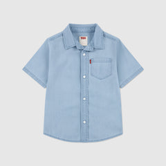 Short Sleeve Woven Shirt Toddler 2T-4T - Avalon - Light Wash
