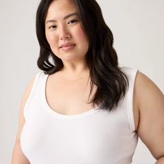 Hayes Ribbed Tank Top (Plus Size) - Bright White - White
