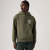 Relaxed Graphic Hoodie Sweatshirt - Stretched Serif Kambaba - Green