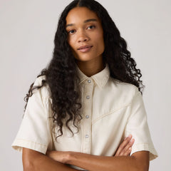 Logan Short-Sleeve Denim Shirt - Truth Slip - White