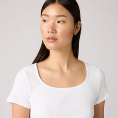 Essential Square Neck Tee - Bright White - White