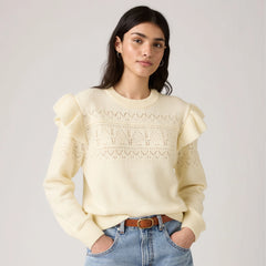 Shane Flutter Sleeve Sweater - Tofu - White