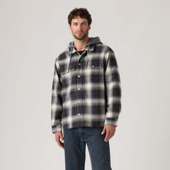 Francisco Sherpa Flannel Jacket - Warwick Plaid Dark Phantom - Grey