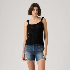 Abbey Tie-Shoulder Sweater Tank Top - Anthracite Night - Black