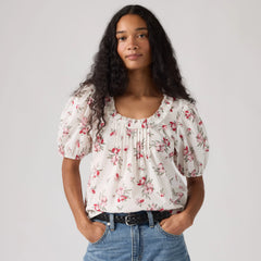 Reese Short-Sleeve Blouse - Blake Brushstroke Fl - Multi-Color