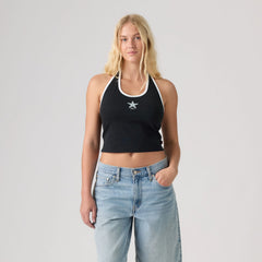Graphic Ella Halter Top - Halter Tank Starfish Anthracite / Bright White - Black