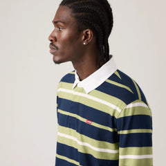 Classic Long-Sleeve Rugby Shirt - Fuse Stripe Navy Blazer - Green