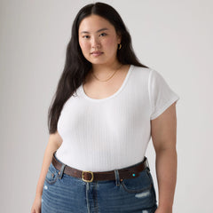 Sweetie Cap Sleeve Tee (Plus Size) - Bright White - White