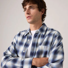 Duboce Boxy Overshirt - James Plaid Rain Washed - Blue