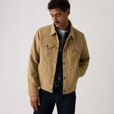 Vintage Faux Cow Suede Trucker Jacket - Tan - Brown -