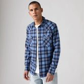 Classic Western Standard Fit Flannel Shirt - Niklas Plaid Quiet Harbor - Blue