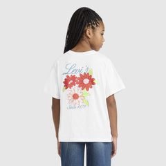 Short Sleeve Levis Floral Oversized Graphic Tee Big Girls 7-16 - Bright White