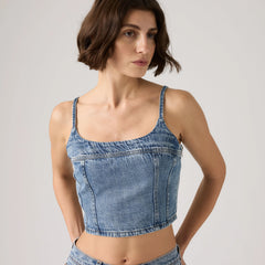 Jadine Denim Cami Tank Top - Twisted Stone Top - Medium Wash