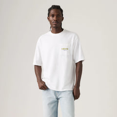 Half-Sleeve Loose Graphic Pocket T-Shirt - Worlds Finest Denim - White
