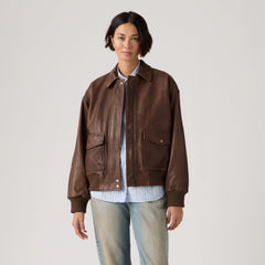 Genuine Leather Kennedy Dad Jacket - Vintage Brown - Brown