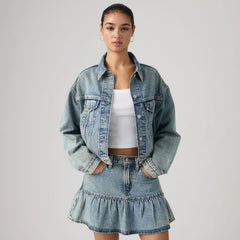 90s Cropped Trucker Jacket - Trip Truck - Med Indigo - Worn In