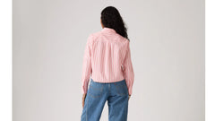 Harlie Cropped Button Down Shirt - Peachskin - Pink