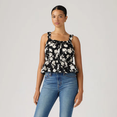 Vera Sleeveless Blouse - Jonna Floral Anthrac - Black