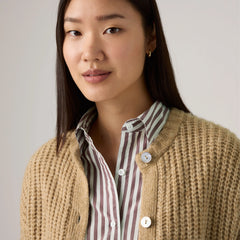 Luna Shell Button Cardigan - Heather Caramel - Brown
