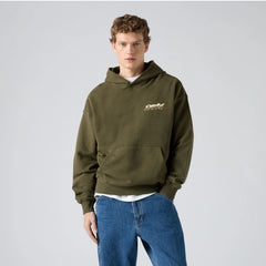 Two Horse Boxy Grunge Wash Hoodie Sweatshirt - Original Copper Rive - Brown